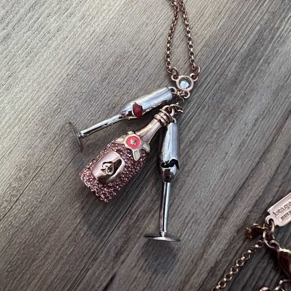 Kate Spade Rose Gold Champagne Necklace with Charms